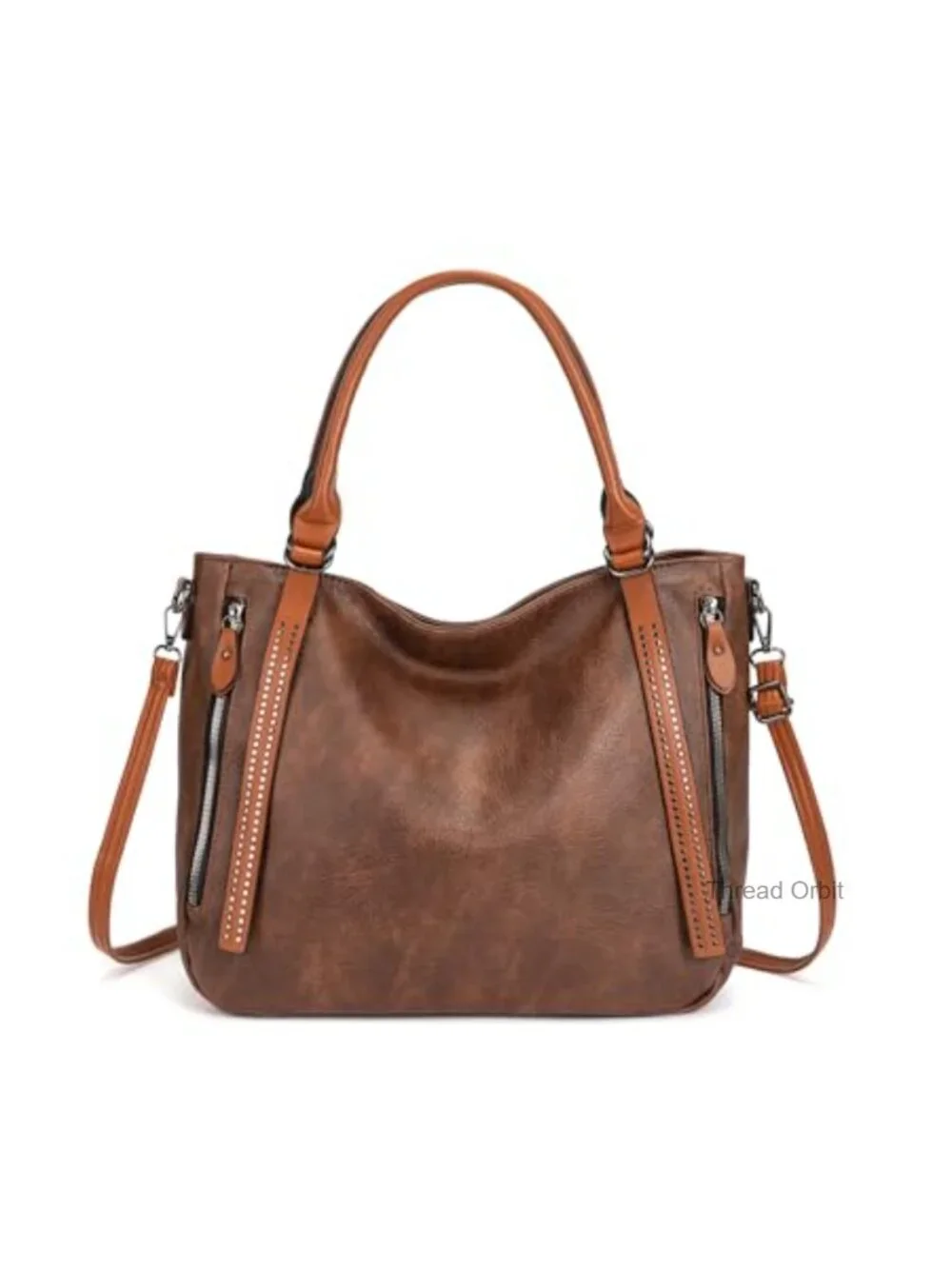 Large Vegan Leather Hobo Shoulder Bag with Adjustable Strap